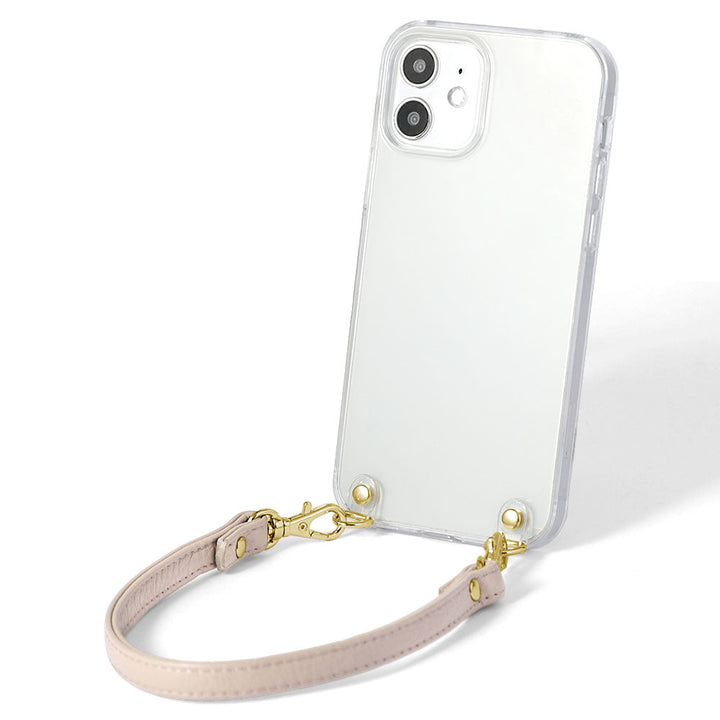 Étui transparent en cuir véritable 32 couleurs cuir italien grainé avec sangle courte étui arrière série AQUOS