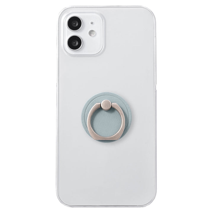 Clear Case Vegan Leather Dull Pastel With Smartphone Ring Back Case