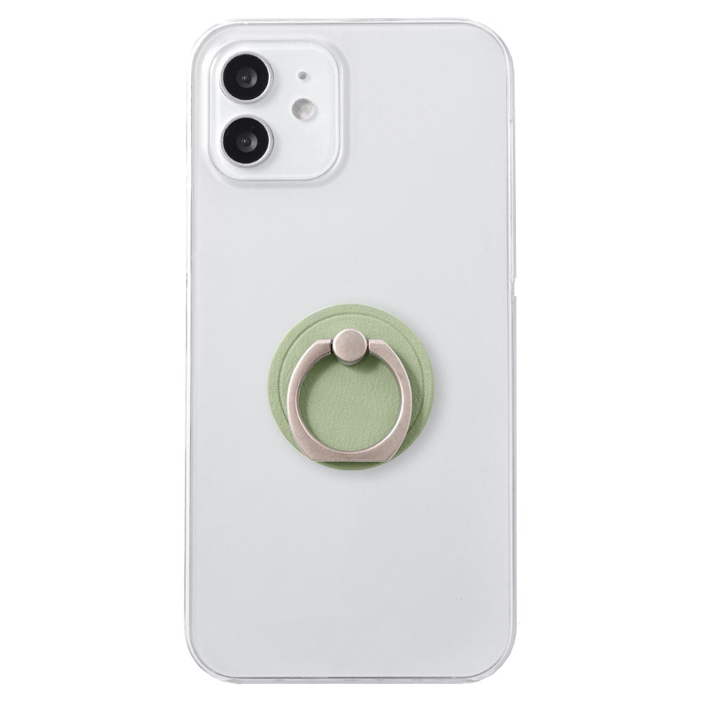 Clear Case Vegan Leather Dull Pastel With Smartphone Ring Back Case