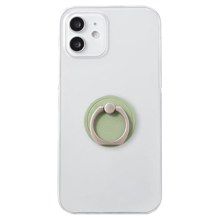 Clear Case Vegan Leather Dull Pastel With Smartphone Ring Back Case