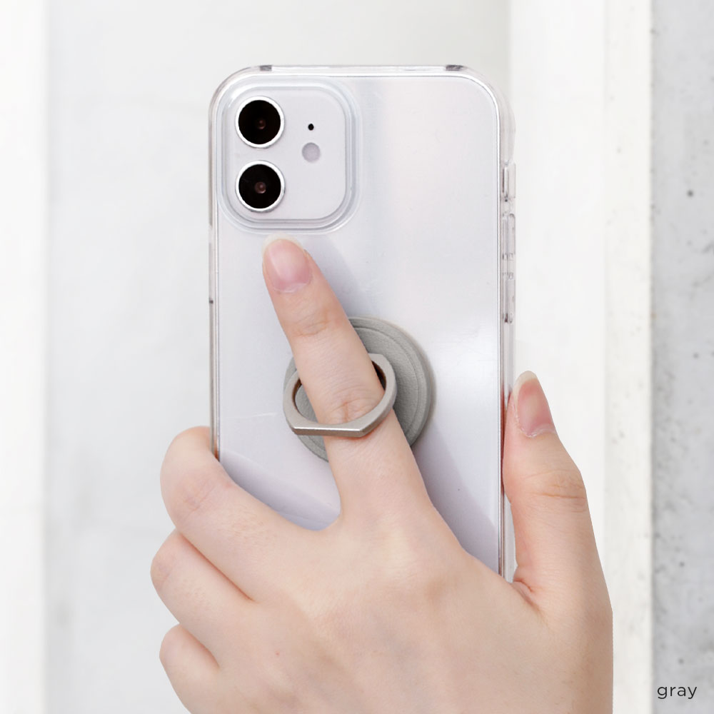 Clear Case Vegan Leather Dull Pastel With Smartphone Ring Back Case