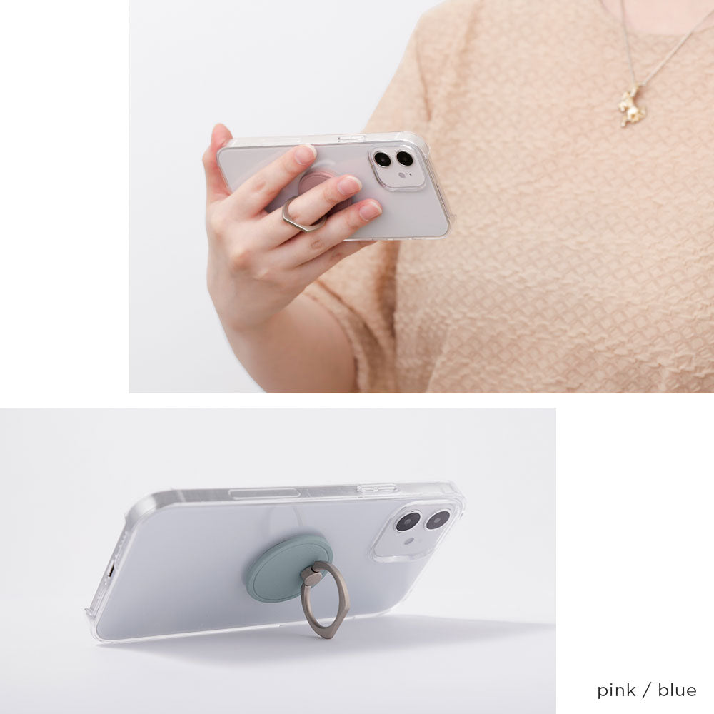 Coque transparente en cuir végan pastel terne avec anneau pour smartphone, coque arrière pour la série Google Pixel