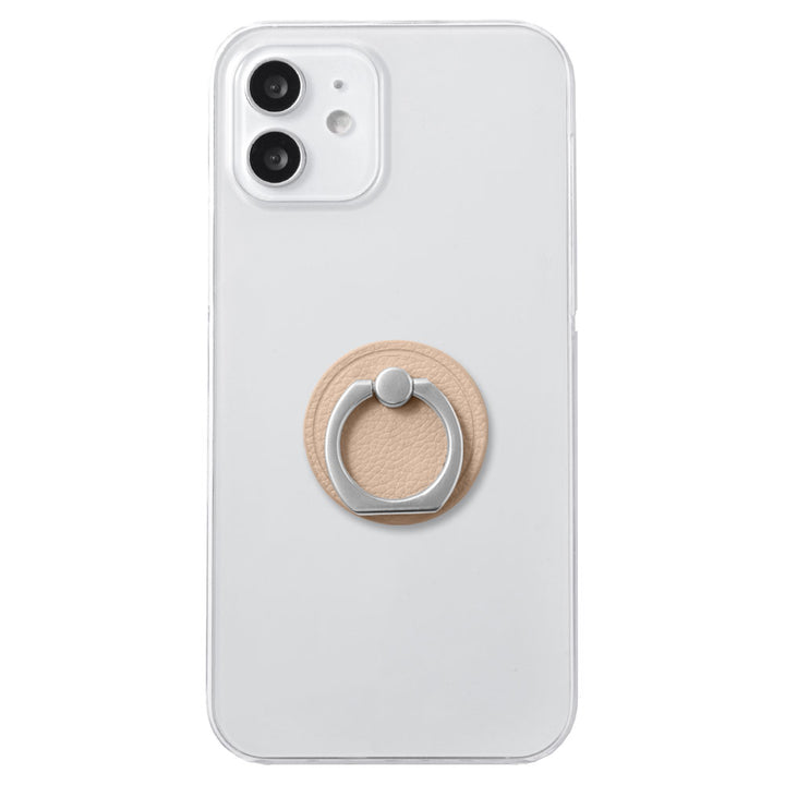 Clear case vegan leather basic leather-style smartphone ring attached back case
