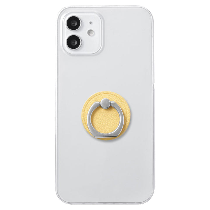 Clear case vegan leather basic leather-style smartphone ring attached back case