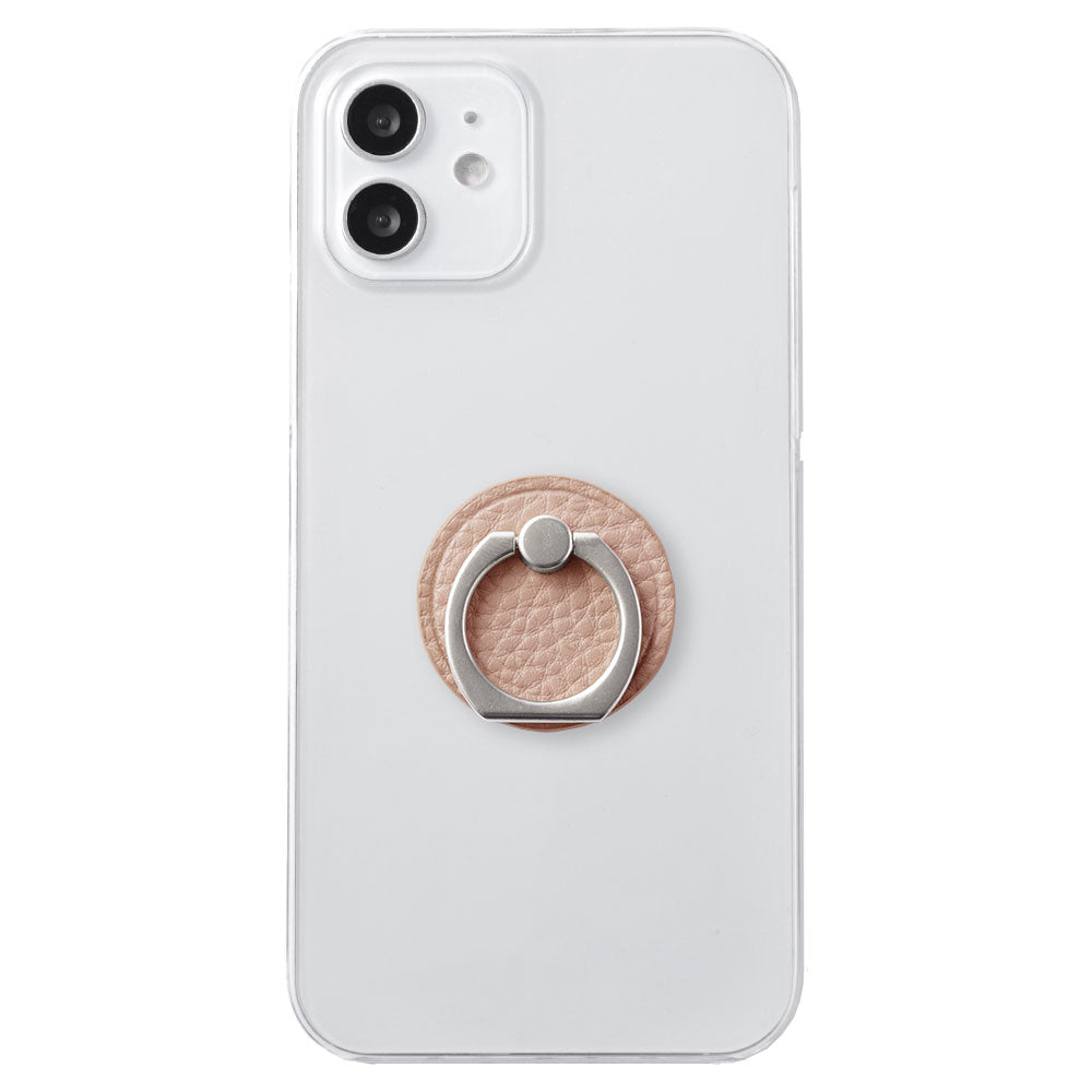 Coque transparente en cuir végan grainé couleur poussiéreuse avec anneau pour smartphone pour la série Google Pixel
