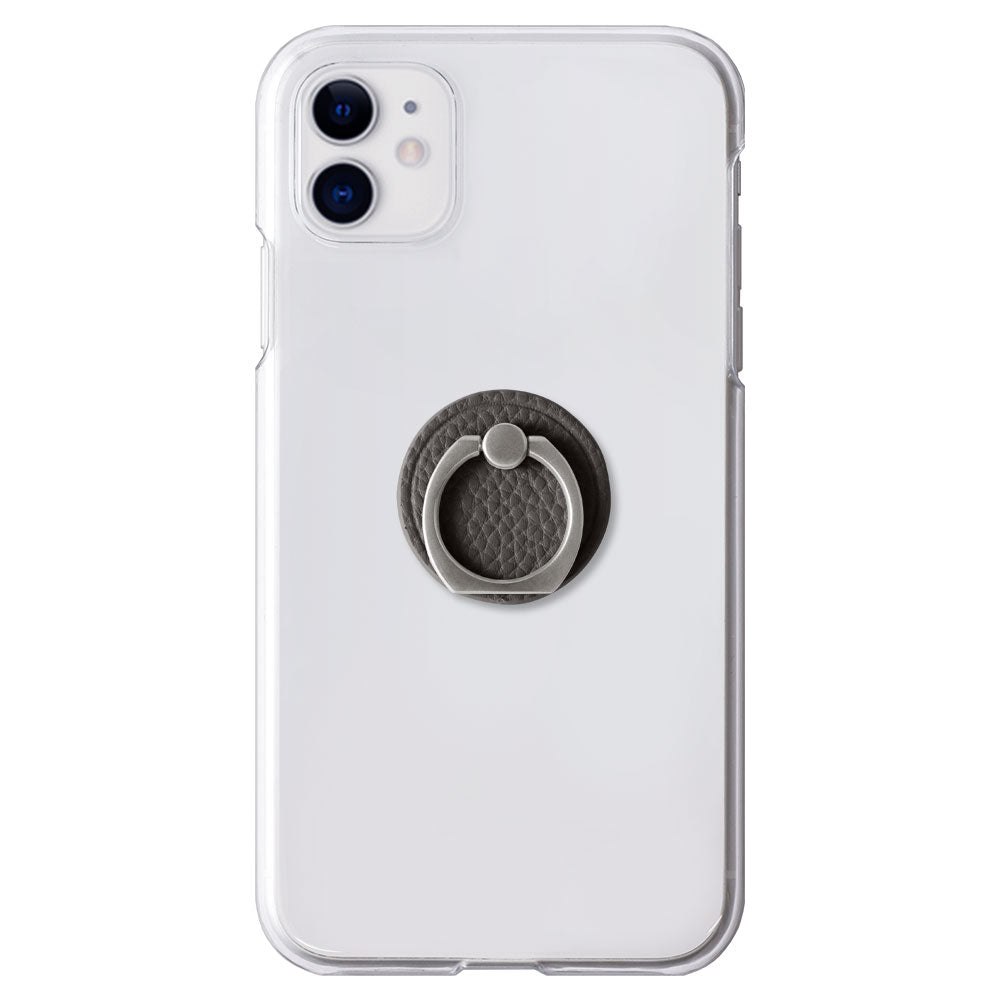 Clear Case Vegan Leather Embossed Smartphone Ring Attached Back Case AQUOS Series