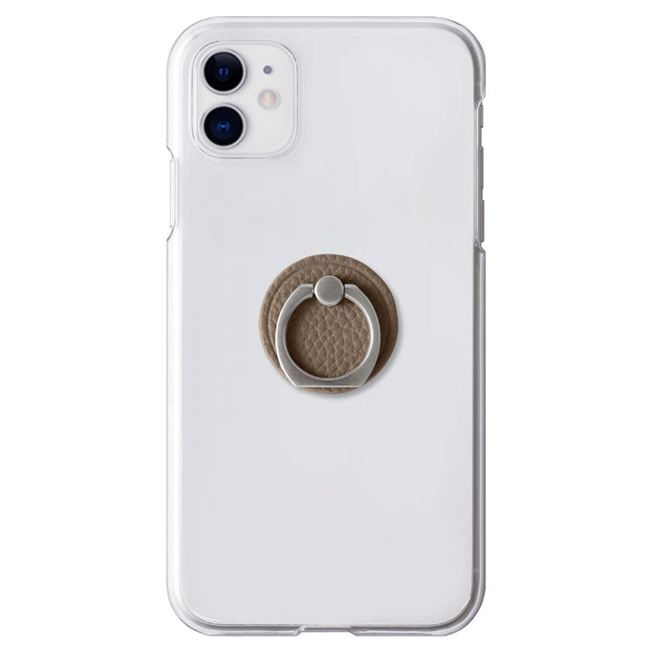 Clear Case Vegan Leather Embossed Smartphone Ring Attached Back Case AQUOS Series