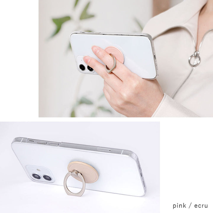 Clear Case Vegan Leather Smooth Fabric Muted Color With Smartphone Ring Back Case Google Pixel Series