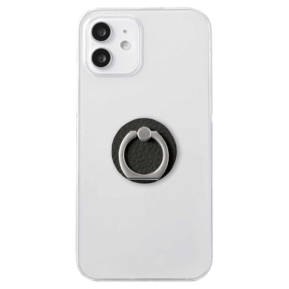 Clear Case Genuine Leather 32 Colors Italian Shrink Leather With Smartphone Ring Back Case