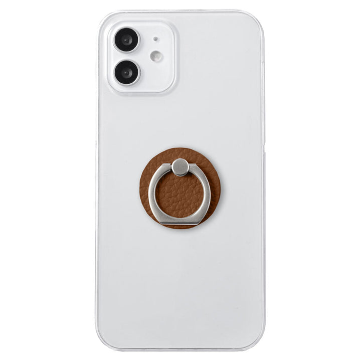 Clear Case Genuine Leather 32 Colors Italian Shrink Leather With Smartphone Ring Back Case