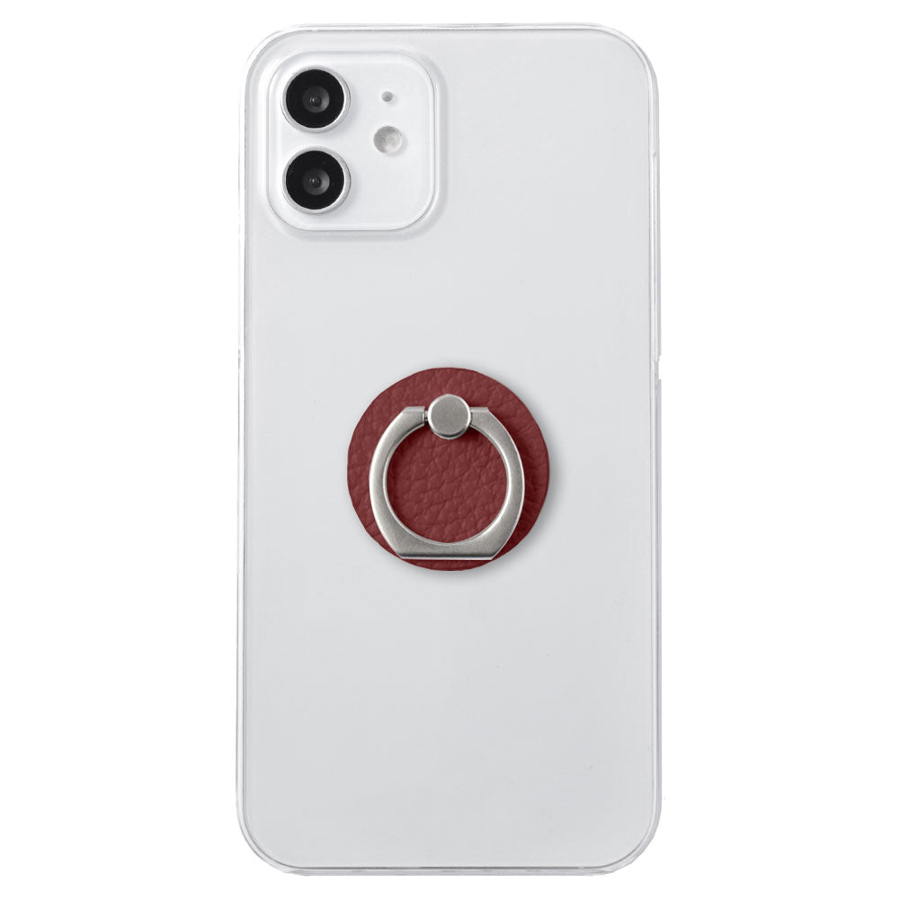 Clear Case Genuine Leather 32 Colors Italian Shrink Leather With Smartphone Ring Back Case