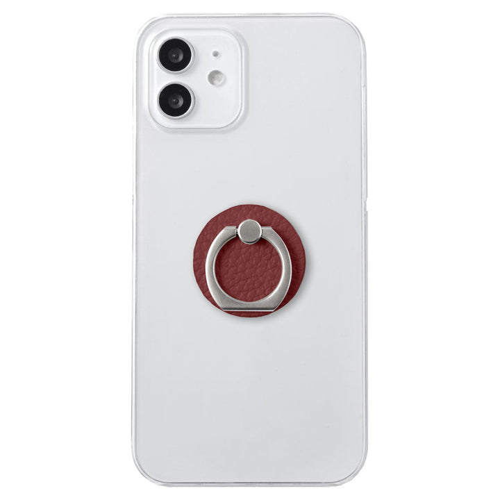 Clear Case Genuine Leather 32 Colors Italian Shrink Leather With Smartphone Ring Back Case