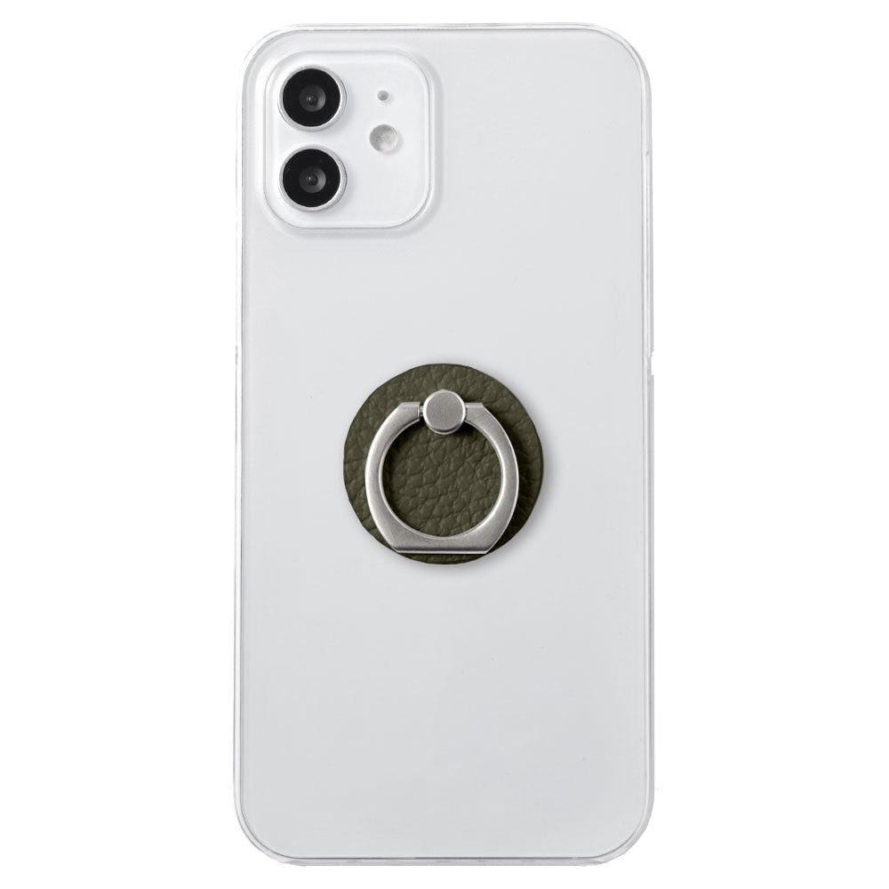 Clear Case Genuine Leather 32 Colors Italian Shrink Leather With Smartphone Ring Back Case