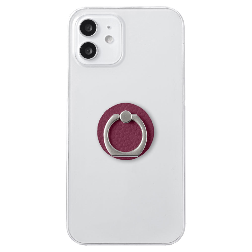 Clear Case Genuine Leather 32 Colors Italian Shrink Leather With Smartphone Ring Back Case