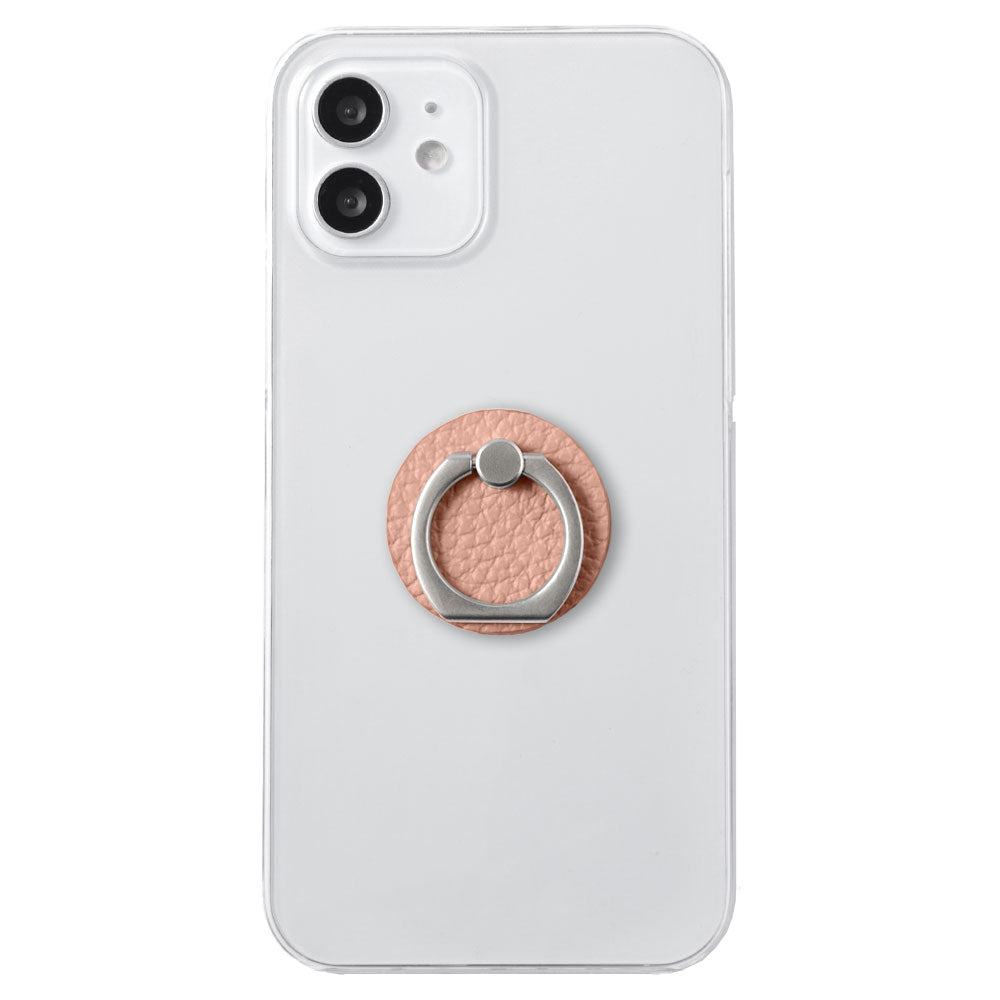 Clear Case Genuine Leather 32 Colors Italian Shrink Leather With Smartphone Ring Back Case