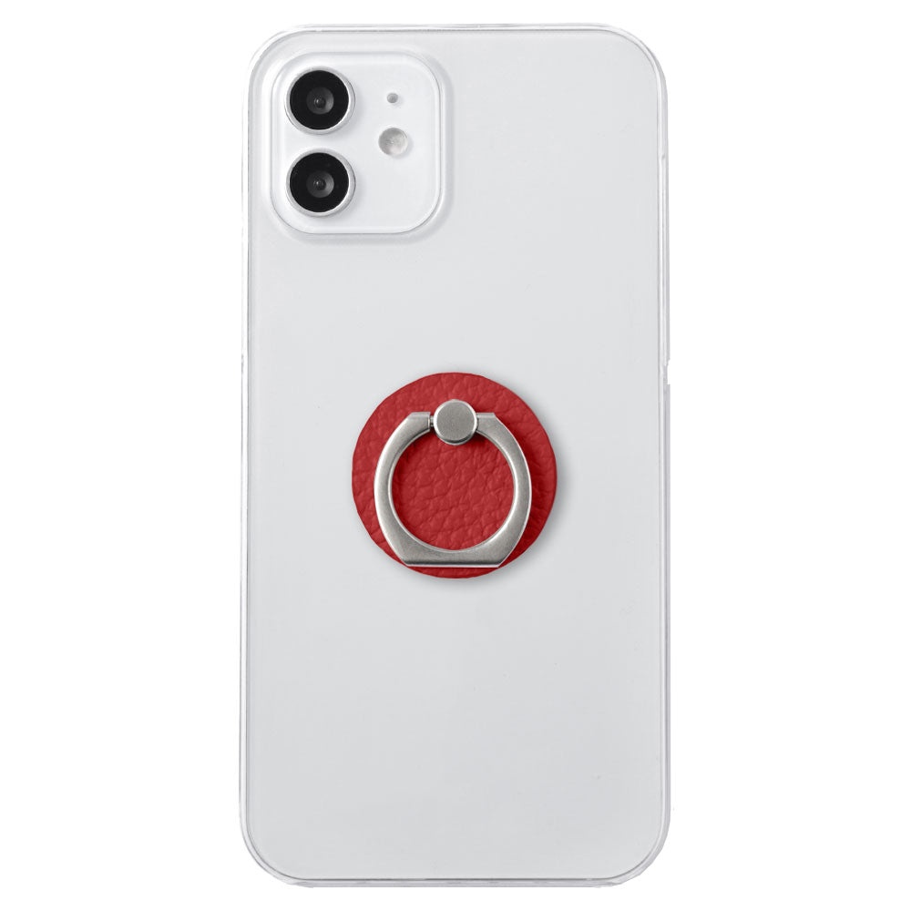 Clear Case Genuine Leather 32 Colors Italian Shrink Leather With Smartphone Ring Back Case