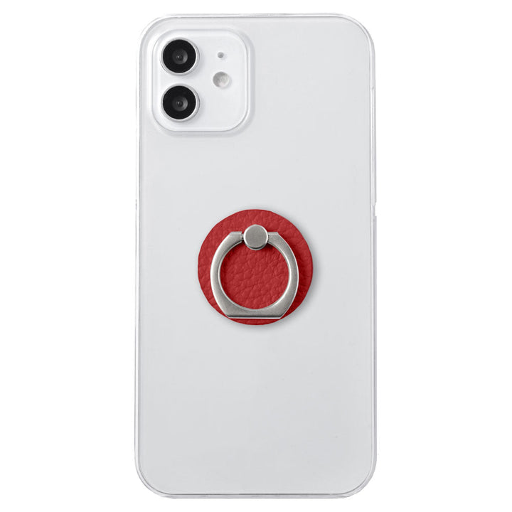 Clear Case Genuine Leather 32 Colors Italian Shrink Leather With Smartphone Ring Back Case