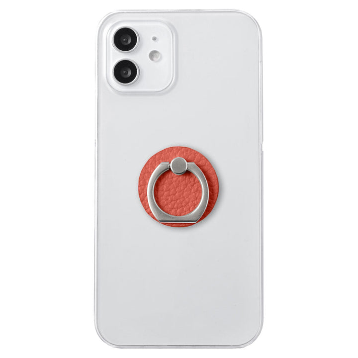 Clear Case Genuine Leather 32 Colors Italian Shrink Leather With Smartphone Ring Back Case