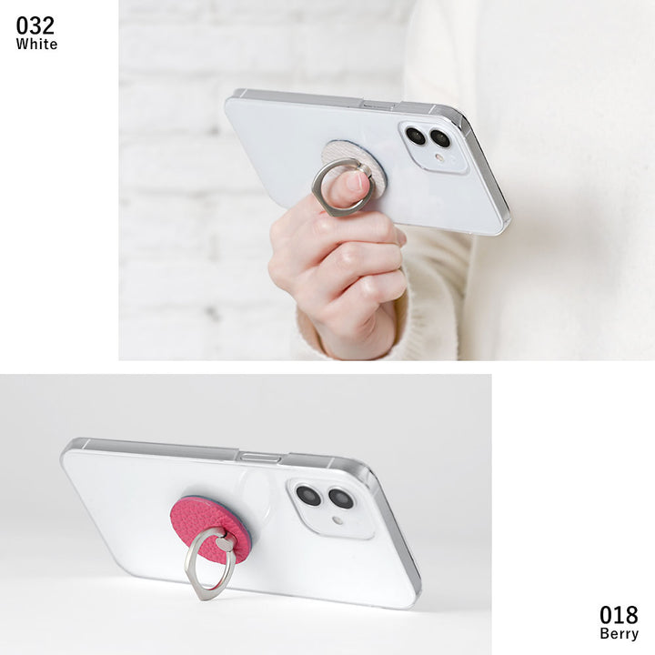 Clear Case Genuine Leather 32 Colors Italian Shrink Leather With Smartphone Ring Back Case