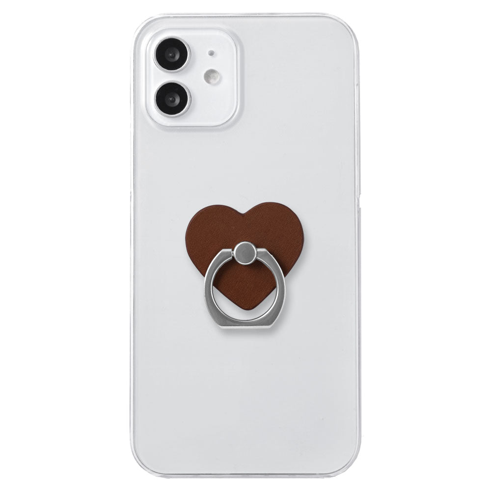 Clear Case Genuine Leather Tochigi Leather Selectable Design Smartphone Ring Attached Back Case