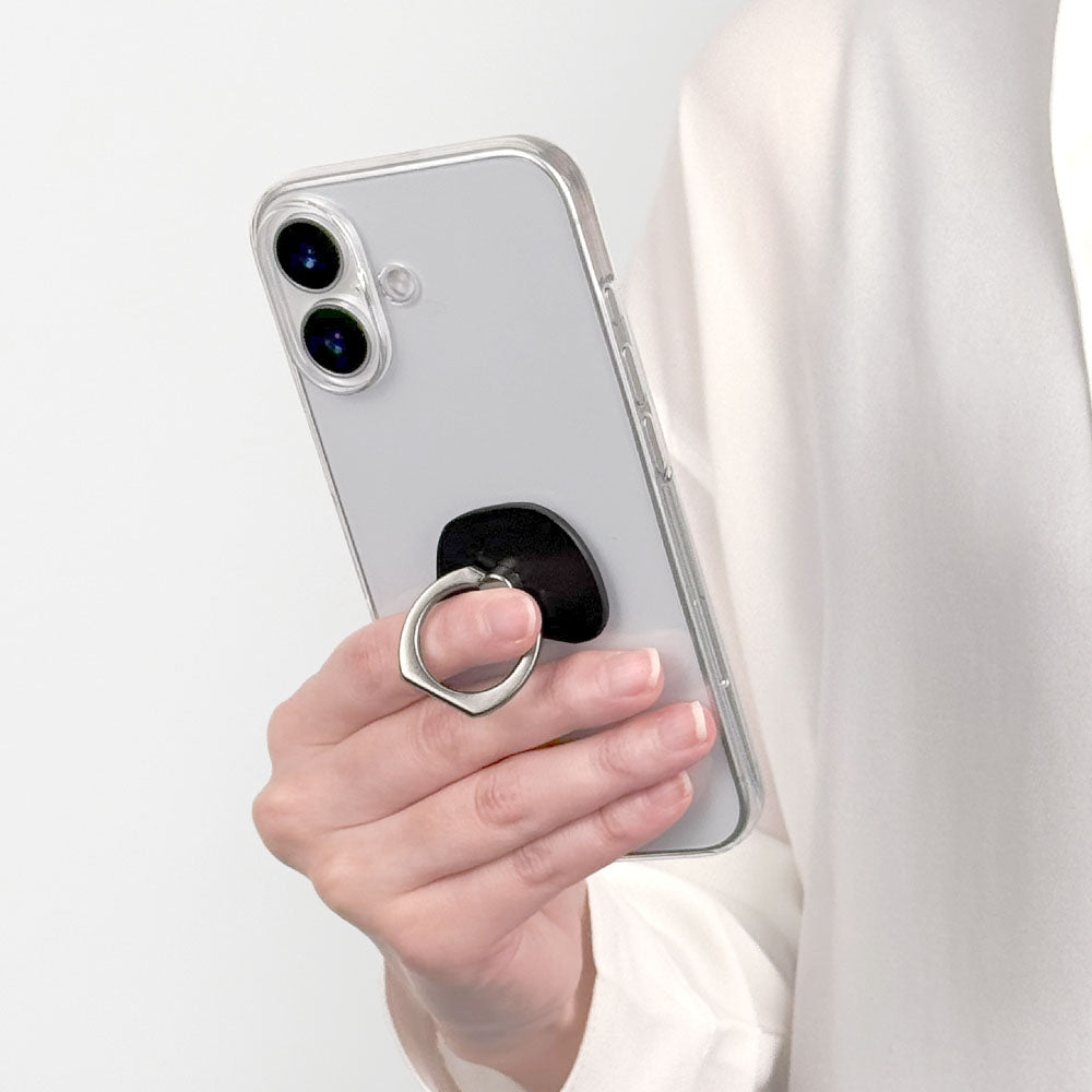 Clear Case Genuine Leather Tochigi Leather Selectable Design Smartphone Ring Attached Back Case
