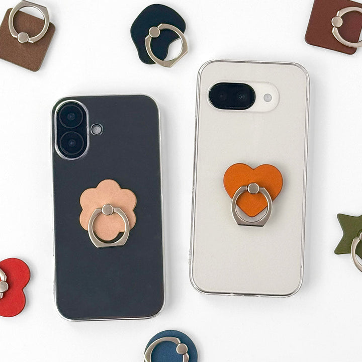 Clear Case Genuine Leather Tochigi Leather Selectable Design Smartphone Ring Attached Back Case