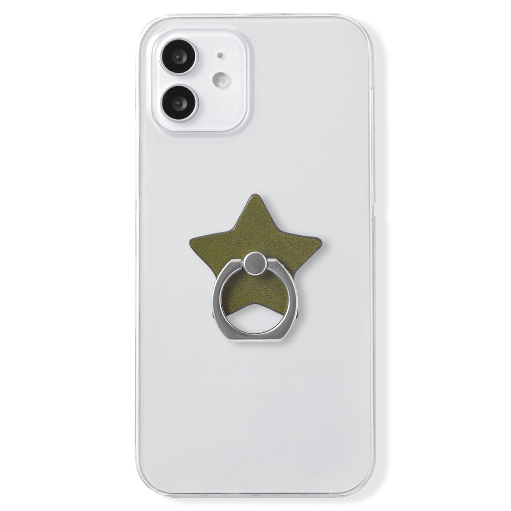 Clear Case Genuine Leather Tochigi Leather Selectable Design Smartphone Ring Attached Back Case
