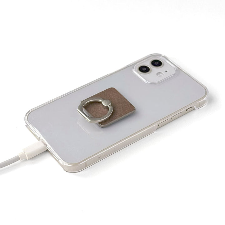 Clear Case Genuine Leather Tochigi Leather Selectable Design Smartphone Ring Attached Back Case