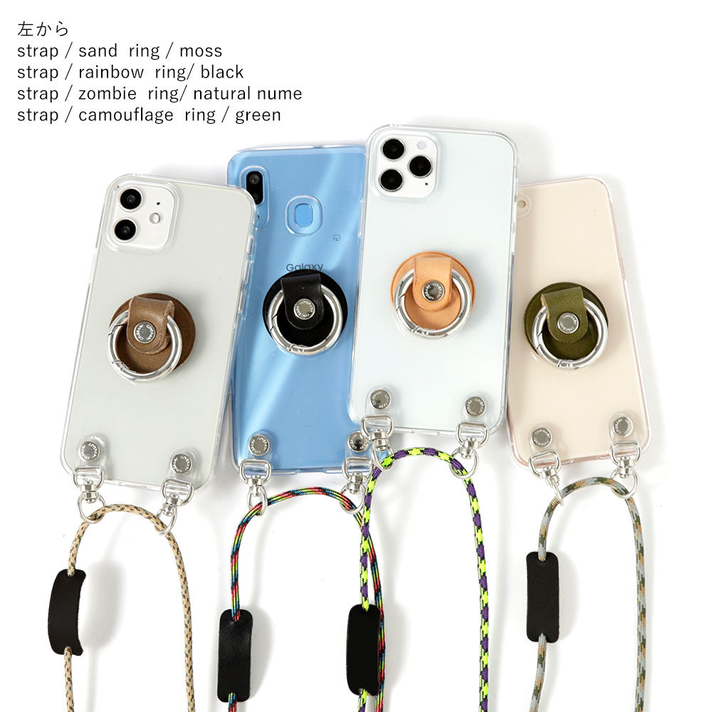 Coque transparente en cuir véritable cuir Tochigi avec anneau pour smartphone et bandoulière, coque arrière pour la série iPhone