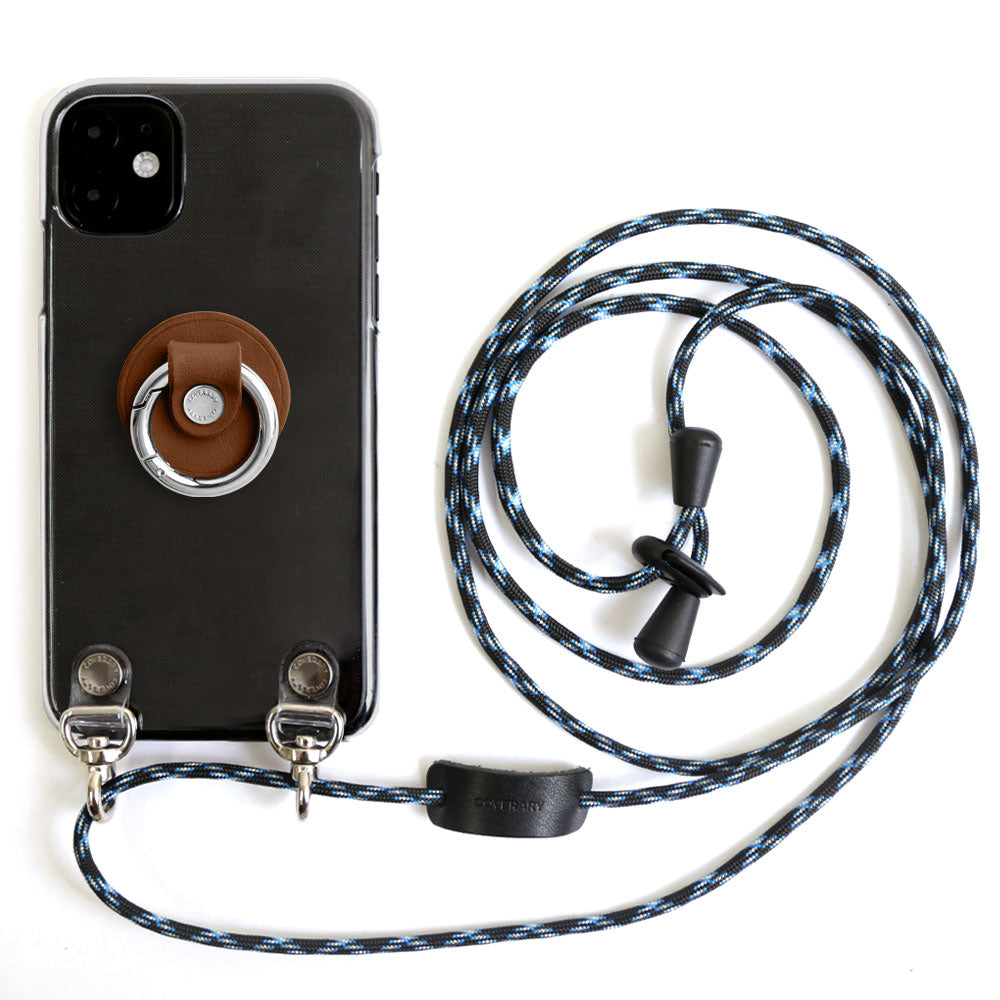 Clear case genuine leather Tochigi leather with smartphone ring & shoulder strap back case Xperia series