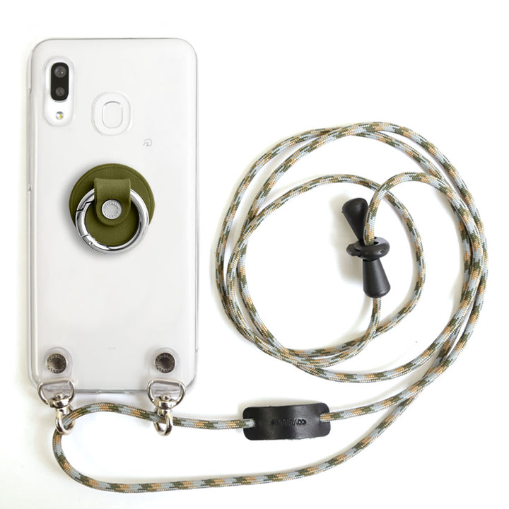 クリアケース 本革 栃木レザー スマホリング＆ショルダーストラップ付き 背面ケース