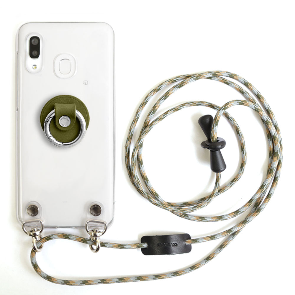 Clear case genuine leather Tochigi leather with smartphone ring & shoulder strap back case Xperia series