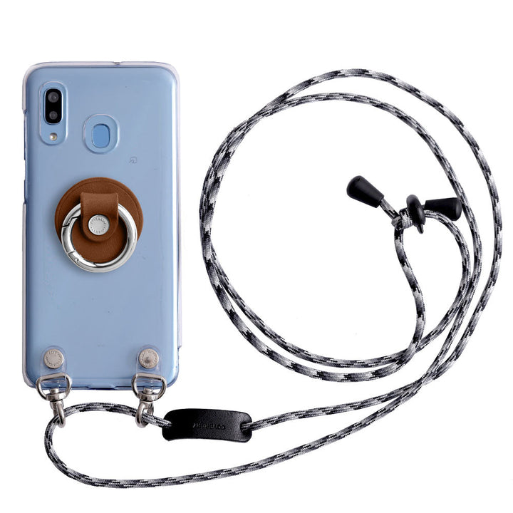 Coque transparente en cuir véritable cuir Tochigi avec anneau pour smartphone et bandoulière, coque arrière pour la série iPhone