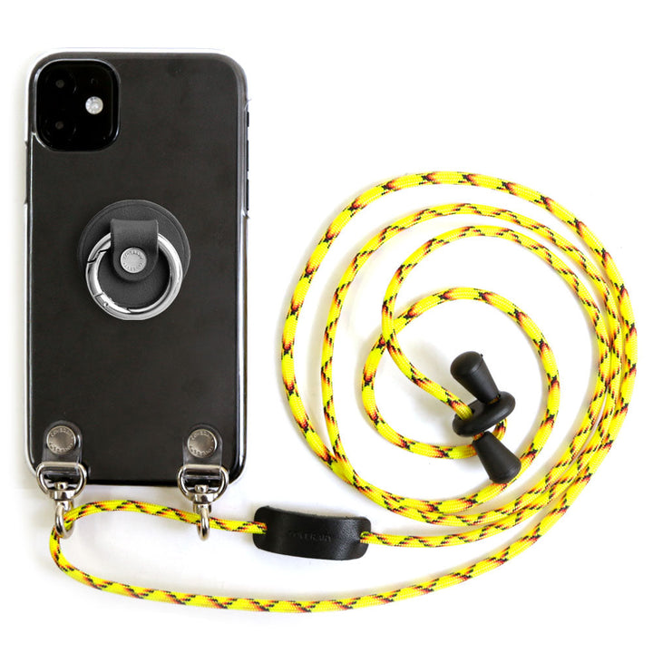 Clear case genuine leather Tochigi leather with smartphone ring & shoulder strap back case Google Pixel series