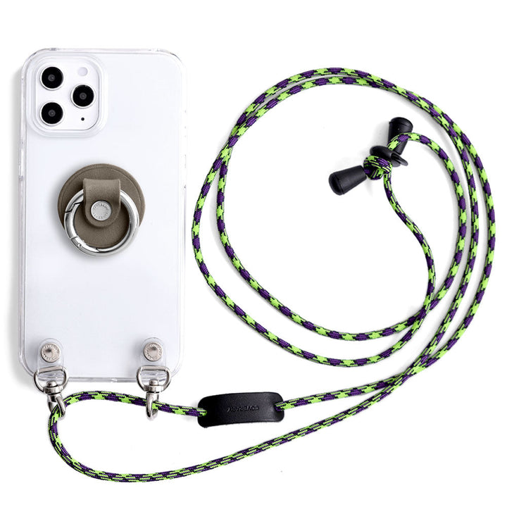 Coque transparente en cuir véritable cuir Tochigi avec anneau pour smartphone et bandoulière, coque arrière pour la série iPhone