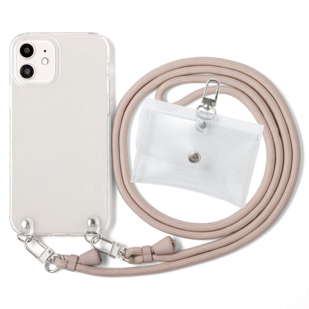 Clear case with shoulder strap & mini clear pouch, back case