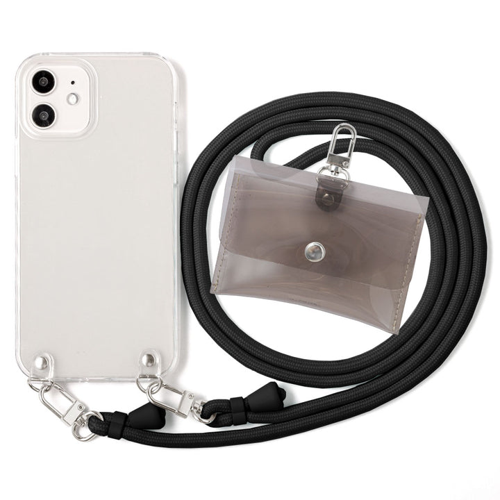 Clear case with shoulder strap & mini clear pouch, back case