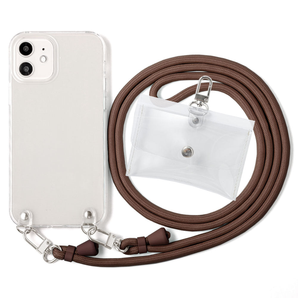 Clear case with shoulder strap & mini clear pouch, back case