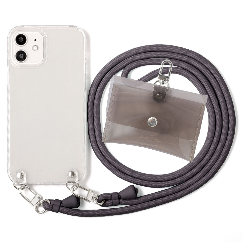 Clear case with shoulder strap & mini clear pouch, back case for Galaxy series