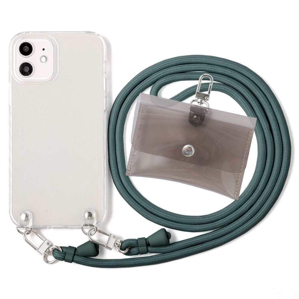 Clear case with shoulder strap & mini clear pouch, back case