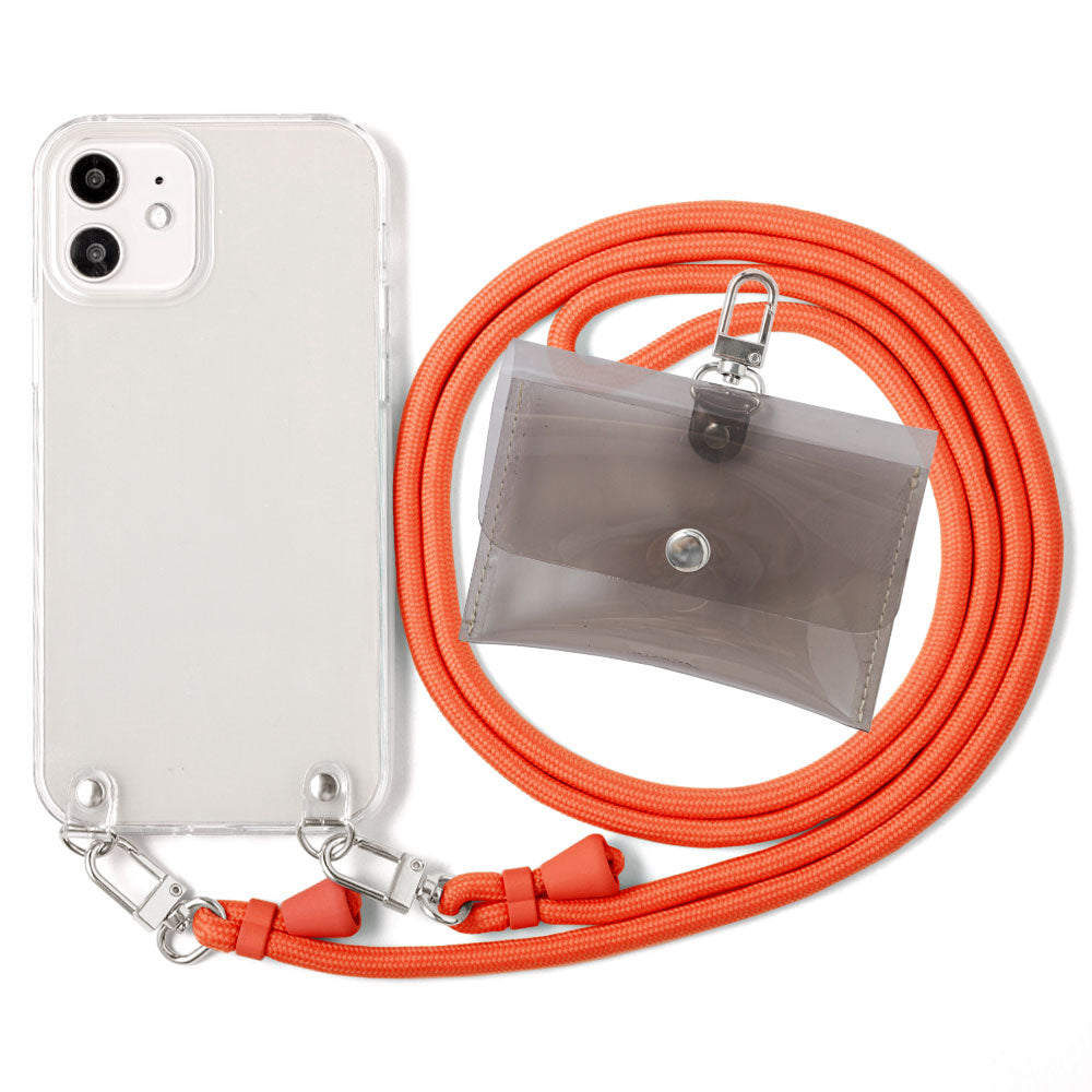 Clear case with shoulder strap & mini clear pouch, back case