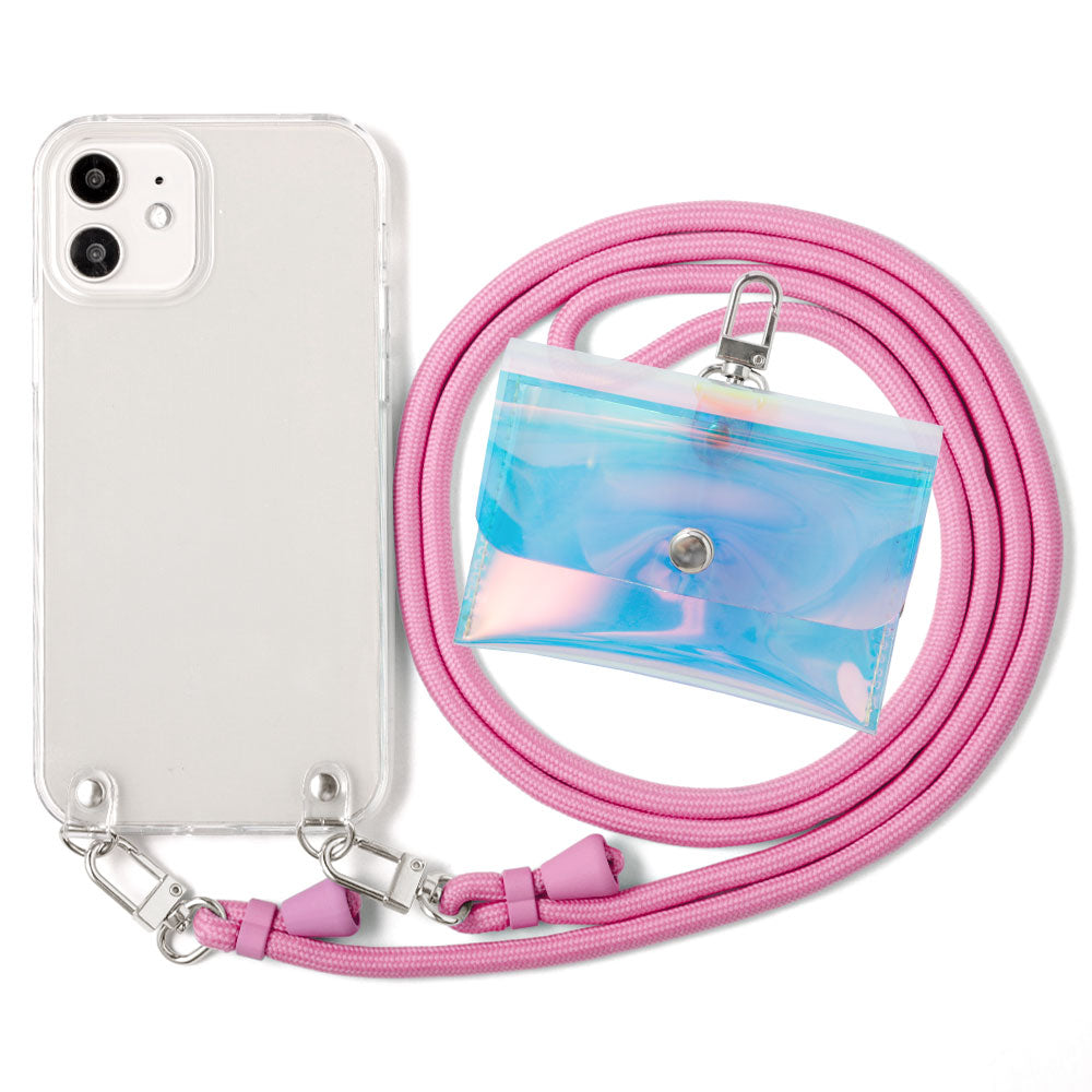 Clear case with shoulder strap & mini clear pouch, back case