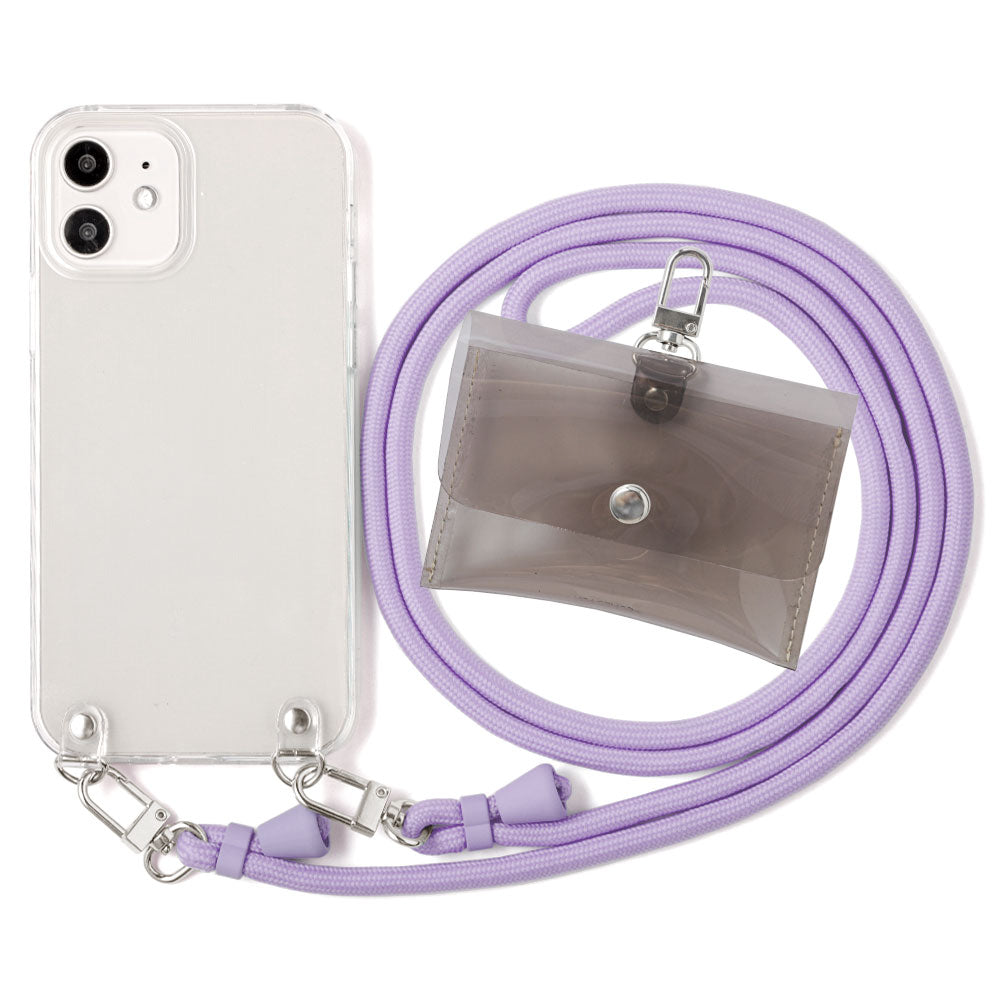 Clear case with shoulder strap & mini clear pouch, back case