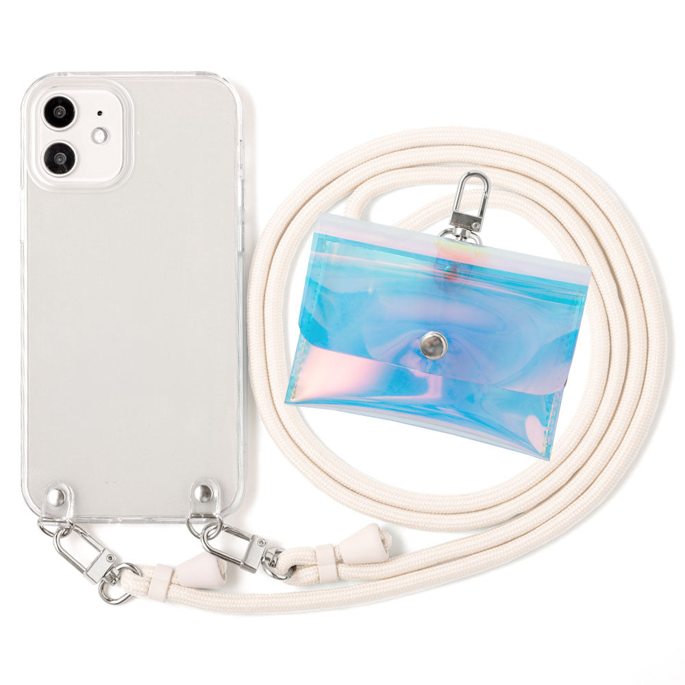 Clear case with shoulder strap & mini clear pouch, back case for Galaxy series