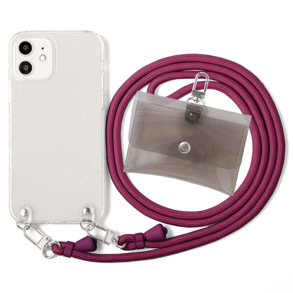 Clear case with shoulder strap & mini clear pouch, back case for Galaxy series