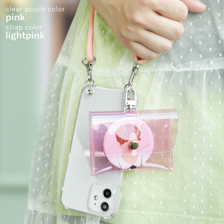 Clear case with shoulder strap & mini clear pouch, back case
