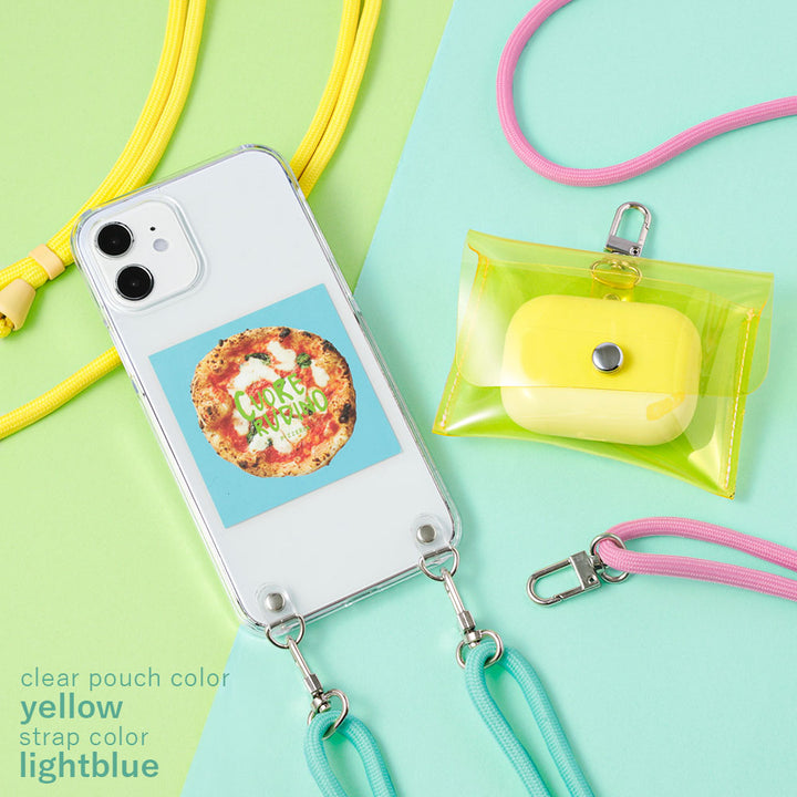 Clear case with shoulder strap & mini clear pouch, back case