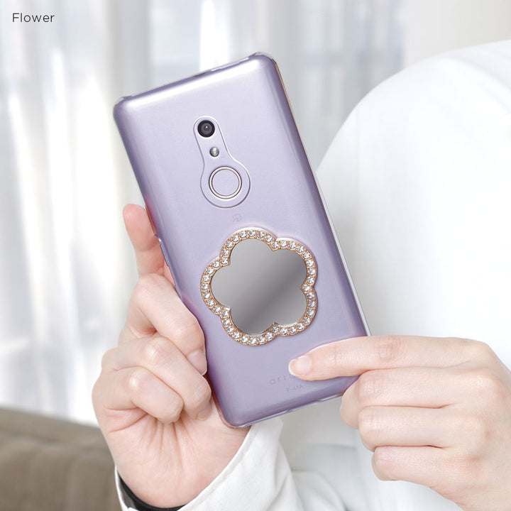 Coque transparente avec miroir et pierre, coque arrière