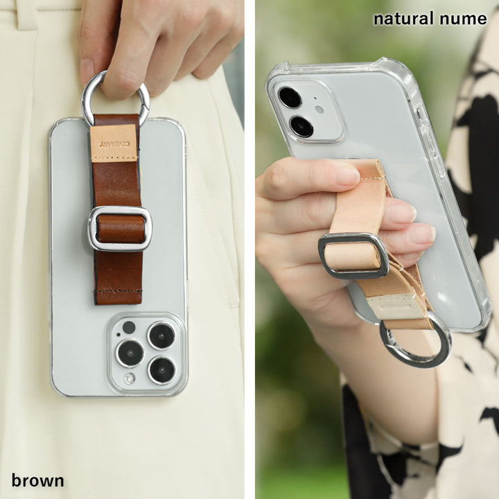 Clear case genuine leather Tochigi leather with buckle belt back case (adhesive type)