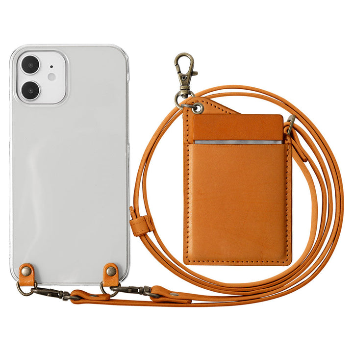 Clear case genuine leather Tochigi leather stainless steel mirror with shoulder strap back case AQUOS series